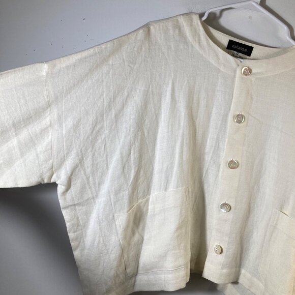 Womens Eskandar Lagenlook Linen Jacket Cream Esk Size O (US 6/8) - Picture 5 of 14
